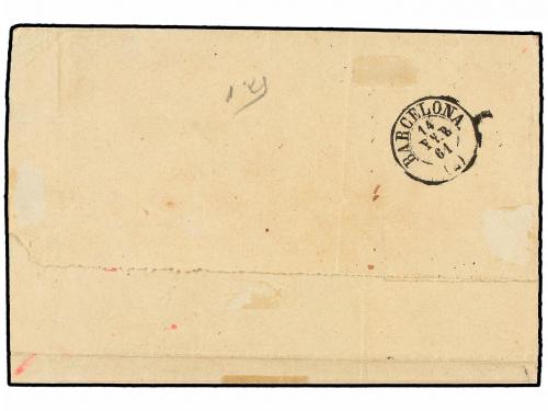 ✉ ESPAÑA. Ed. 52. 1861. LA BISBAL a BARCELONA. 4 cuartos ama