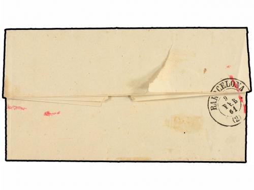 ✉ ESPAÑA. Ed. 52. 1861. TAMARITE a BARCELONA. 4 cuartos amar