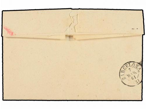 ✉ ESPAÑA. Ed. 52. 1861. TÁRREGA a BARCELONA. 4 cuartos amari