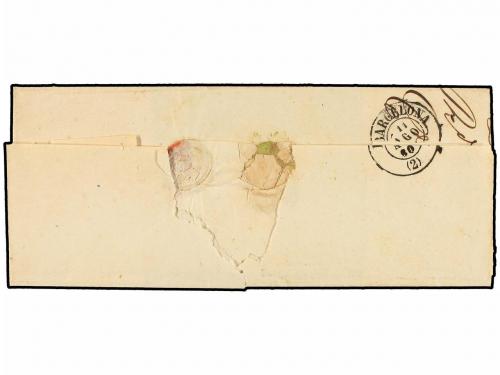 ✉ ESPAÑA. Ed. 52. 1860. ESPLUGA a BARCELONA. 4 cuartos amari