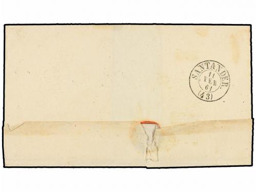 ✉ ESPAÑA. Ed. 52. 1861. CORVERA a SANTANDER. 4 cuartos amari