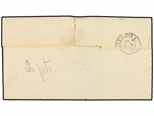 ✉ ESPAÑA. Ed. 52. 1860. EZCARAY a ZARAGOZA. 4 cuartos amaril