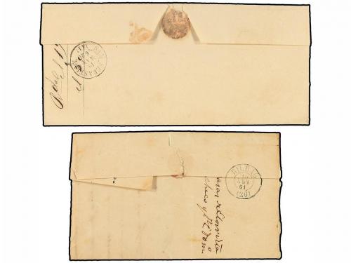 ✉ ESPAÑA. Ed. 52. 1861-62. DOS cartas con sello de 4 cuartos