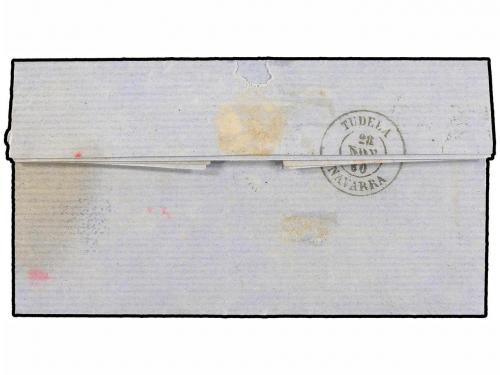 ✉ ESPAÑA. Ed. 52. 1860. CERVERA a TUDELA. 4 cuartos amarillo