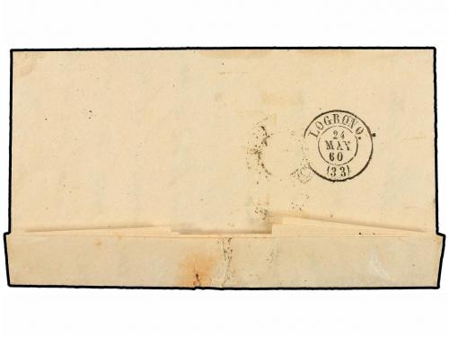 ✉ ESPAÑA. Ed. 52. 1860. RINCÓN DE SOTO a LOGROÑO. 4 cuartos 