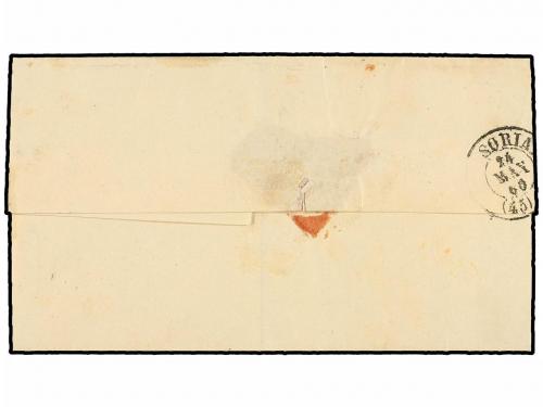 ✉ ESPAÑA. Ed. 52. 1860. SANGÜESA a SORIA. 4 cuartos amarillo