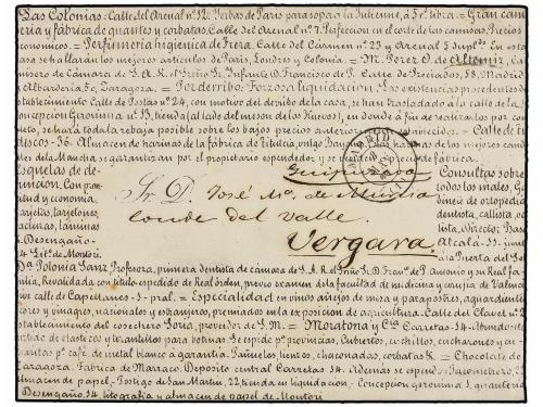 ✉ ESPAÑA. Ed. 52. 1861. MADRID a VERGARA. Sobre con publicid