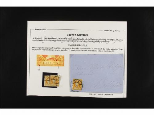 */° ✉ ESPAÑA. 4 cuartos amarillo. COLECCIÓN DE FALSOS POSTAL