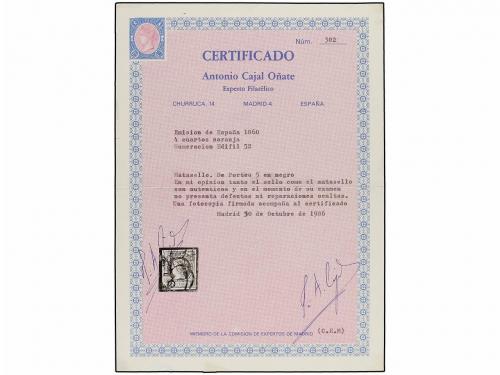 ° ESPAÑA. Ed. 52 (2). 4 cuartos amarillo. Dos sellos con mat