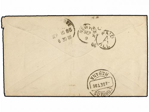 ✉ CUBA. Ed. 71. 1896. CARDENAS a U.S.A. 5 cts. azul, fechado