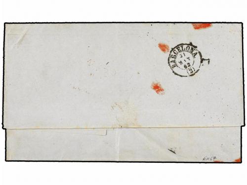 ✉ PUERTO RICO. 1863. GUAYANILLA a BARCELONA. Carta completa 