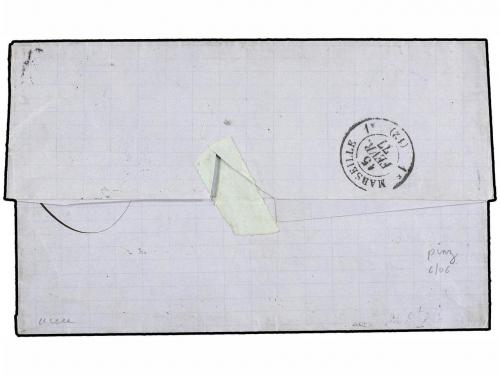 ✉ FRANCIA. Yv. 50, 51 (2), 67. 1877. AJACCIO a MARSELLA. 1 c