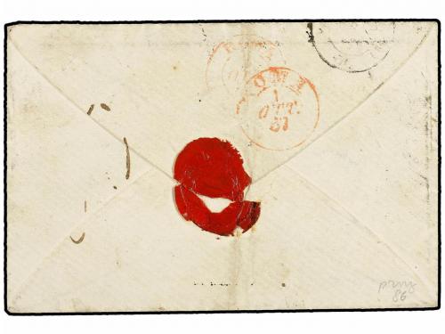 ✉ FRANCIA. Yv. 14A, 17A. 1857. AMIENS a ROMA, reexpedida a F