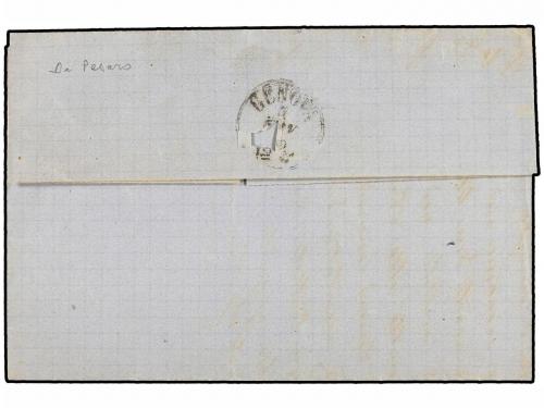 ✉ ITALIA. Sa. 24haf. 1865. PESARO a GÉNOVA. 20 cts. s. 15 ct