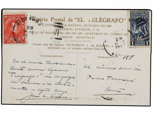 ✉ ECUADOR. 1920 (28 Noviembre). RIO BAMBA a QUITO. PRIMER VU