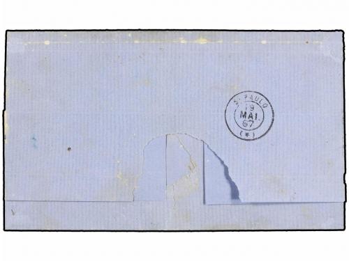 ✉ BRASIL. Sc. 54 (2), 57 (2). 1866. AMPARO a SANTOS. 20 reis