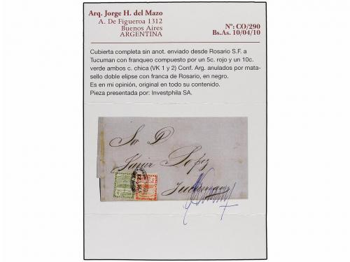 ✉ ARGENTINA. Sc. 1, 2. (1859 CA.). ROSARIO a TUCUMAN. 5 cts.
