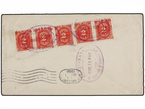 ✉ NICARAGUA. 1899. NEW YORK a BLUEFIELDS. 2 cts. rojo (2) US