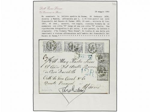 ✉ ITALIA ANTIGUOS ESTADOS: PARMA. Sa. 2 (3), 11 (6). 1858. P