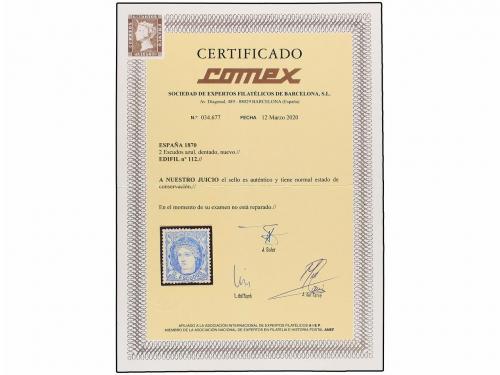 * ESPAÑA. Ed. 112. 2 Esc. azul. Excelente centraje. MAGNÍFIC