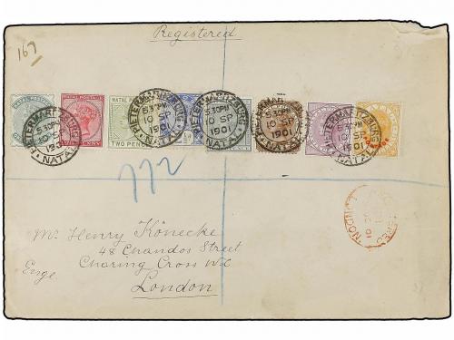 ✉ AFRICA DEL SUR: INGLESA. 1901. NATAL to LONDON. Spectacula