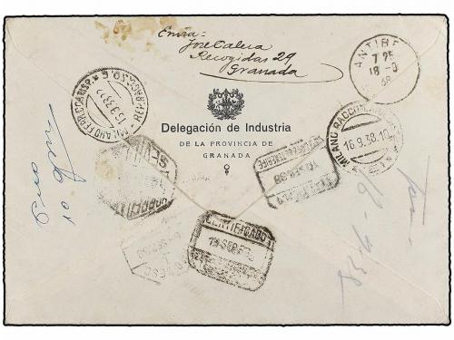 ✉ ESPAÑA. Ed. SH 849, 842 (4), 846. 1938. GRANADA a MILAN. R