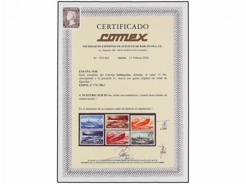 ** ESPAÑA. Ed. 775/80. SERIE COMPLETA. LUJO. Cert. COMEX. 