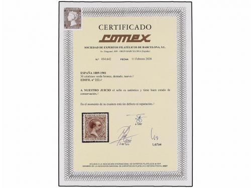 * ESPAÑA. Ed. 222. 30 cts. verde bronce. Color y centraje ex