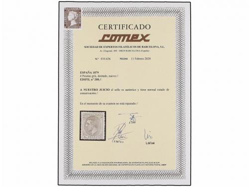 * ESPAÑA. Ed. 208. 4 pts. gris. Excelente centraje, MAGNÍFIC