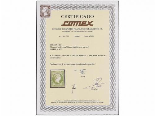 * ESPAÑA. Ed. 47. 2 cuartos verde. PIEZA DE LUJO. Cert. COME