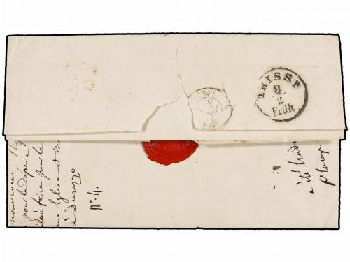 ✉ ALBANIA. 1859 (29 Enero). DURAZZO a LION (Francia). Carta 