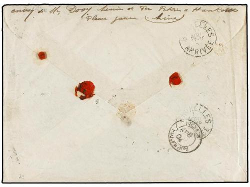 ✉ CHINA. 1904. HAN-KEOV a BÉLGICA. Circulada con sellos fran