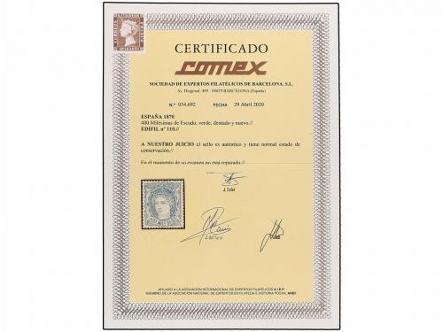 (*) ESPAÑA. Ed. 110. 400 mils. verde. Centraje perfecto. PIE