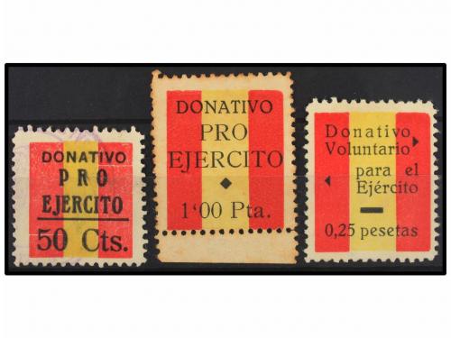 */° ESPAÑA GUERRA CIVIL. PRO EJÉRCITO. Tres sellos. (Al. 22,