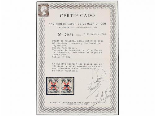 * ESPAÑA GUERRA CIVIL. MALLORCA. 5 cts. negro y rojo en pare