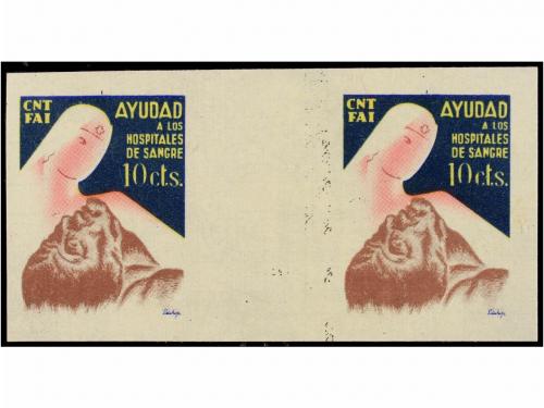 * ESPAÑA GUERRA CIVIL. C.N.T./A.I.T. 10 cts. multicolor pare