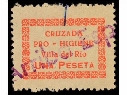 ° ESPAÑA GUERRA CIVIL. VILLA DEL RÍO. 1 pta. rojo. Cruzada P