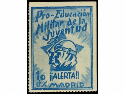 * ESPAÑA GUERRA CIVIL. MADRID. 10 cts. azul. Pro Educación. 