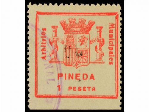 ° ESPAÑA GUERRA CIVIL. PINEDA. 1 pta. rosa. Arbitrios Munici