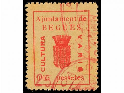 ° ESPAÑA GUERRA CIVIL. BEGUES. 5 cts. rojo, habilitado "25" 