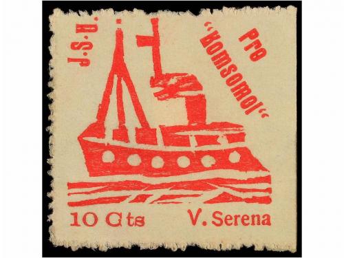* ESPAÑA GUERRA CIVIL. VILLAFRANCA DE LA SERENA. 10 cts. roj