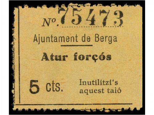 * ESPAÑA GUERRA CIVIL. BERGA. 5 cts. negro s. gris. Atur For
