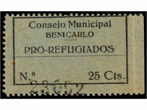 * ESPAÑA GUERRA CIVIL. BENICARLÓ. 25 cts. negro s. verde. Pr