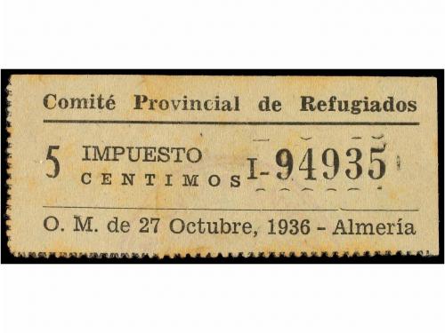 * ESPAÑA GUERRA CIVIL. ALMERÍA. 5 cts. negro s. gris. Comité