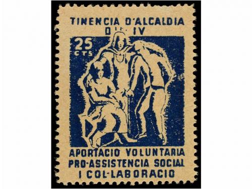 * ESPAÑA GUERRA CIVIL. BARCEONA. 25 cts. azul. Tinencia d'Al