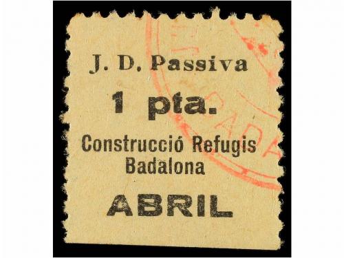 ° ESPAÑA GUERRA CIVIL. BADALONA. 1 pta. negro. J.D. Passiva.
