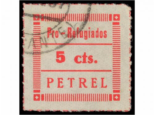 ° ESPAÑA GUERRA CIVIL. PETREL. 5 cts. rojo. Pro Refugiados. 