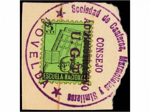 ° ESPAÑA GUERRA CIVIL. NOVELDA. 5 cts. negro s. verde, sobre