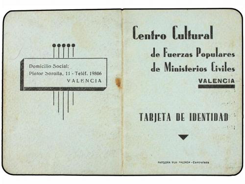 ESPAÑA GUERRA CIVIL. VALENCIA. Carnet del Centro Cultural de