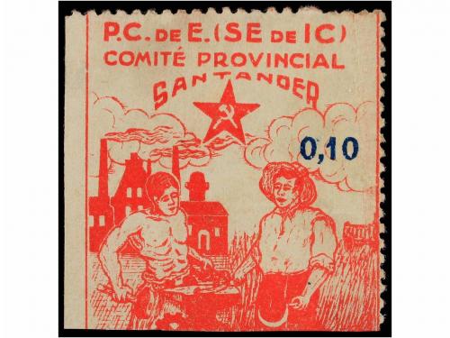 * ESPAÑA GUERRA CIVIL. SANTANDER. 10 cts. P.C. de E. Comité 